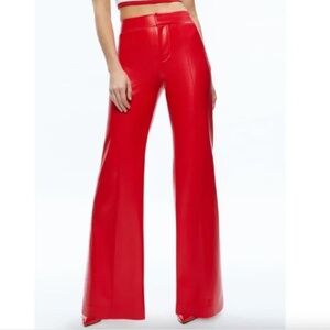 Alice + Olivia Vegan Leather Pant Pants Deanna Bright Poppy Red  Size 4 w/ tags